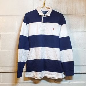 Polo by Ralph Lauren Navy and White Striped Rugby